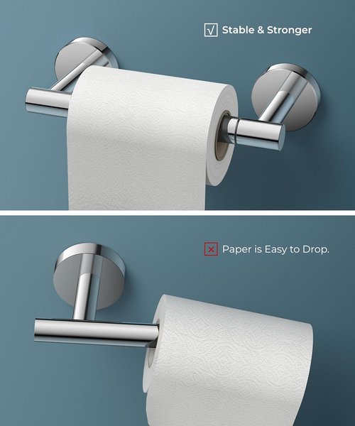 FORIOUS Toilet Roll Holder - Rustproof Stainless Steel Double Post Design | Chrome Finish