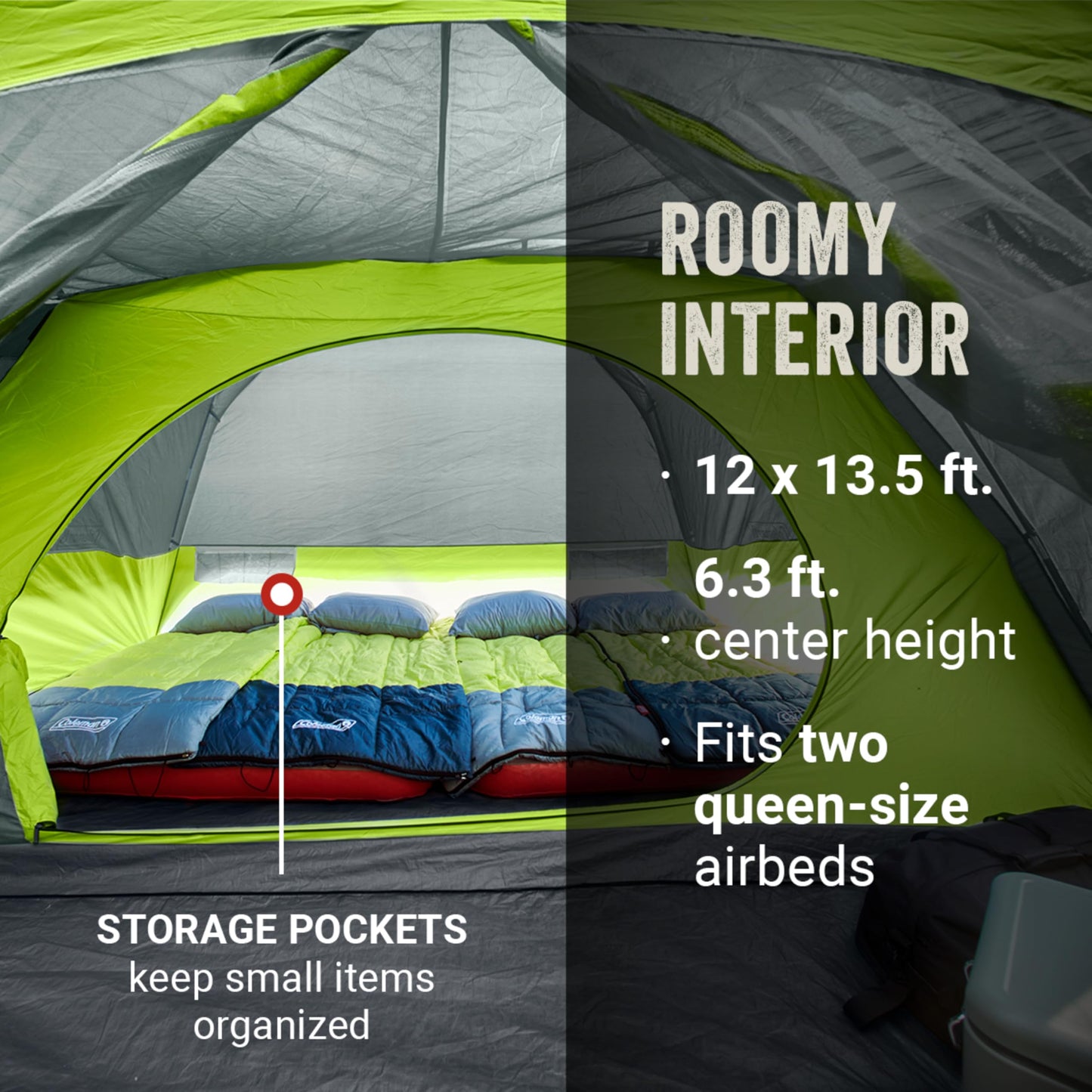 Coleman Skydome 8-Person Camping Tent with Screen Room, Rock Grey