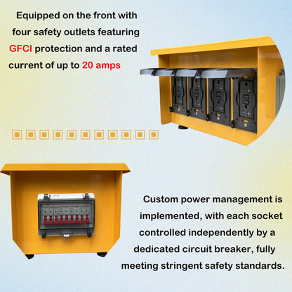 Power Distribution Box Temporary Distribution Box 50 Amp/30Amp 125/250V, Waterproof IP67 with Multiple GFCI Outlets, L14-30P and SS2-50P Inlet, for Industrial and Commercial Use
