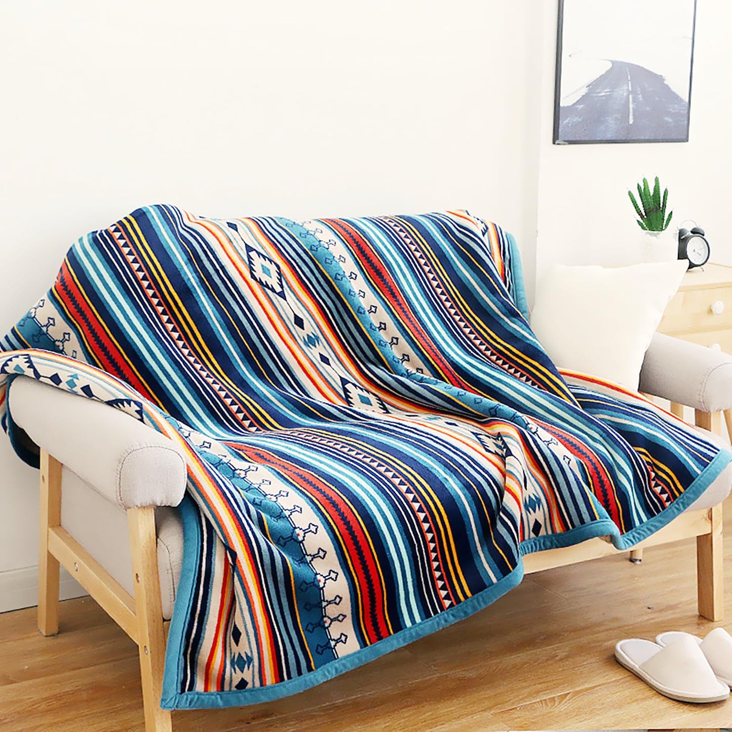 UKELER Bohemian Sherpa Throw Blanket, Faux Fur Blanket Twin Size, Large Super Soft Fluffy Bed Blankets Throws for Bedroom, Living Room, Couch, Sofa, Office, Camping Plush Furry Blanket 60''x80''
