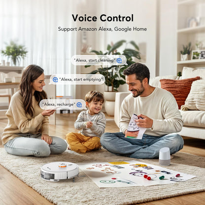 Teendow D20S Max+ Robot Vacuum and Mop, Specifically Handling Pet Hair Design, 6000Pa Max Suction, with Self-Empty Dock, 10 Weeks Hands-Free Cleaning, PreciSense LiDAR Navigation, App & Voice Control