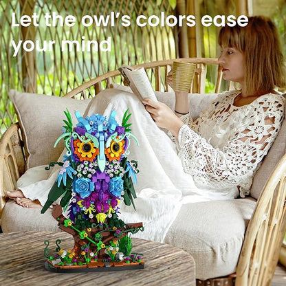JOJO&ampPeach Floral Owl Toy Building Sets for Girls MOC Flower &amp Animal Collectible Home Decor and Office Art Christmas Birthday Gifts Toys for Women Adults and Teens Age 8 10 12 14+ (1193 Pie