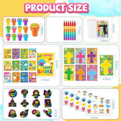 BenLouis Bible Party Favors Christian Inspirational Verses Coloring Set Gift Prizes Bulk for Kids Operation Christmas Child Sunday School Religious Activities Goodie Bag Stuffers（24set Verses）