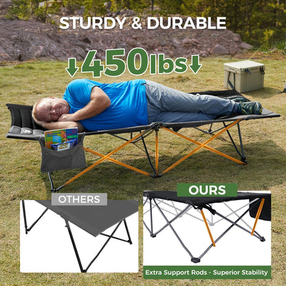 TIMBER RIDGE 32.5in Extra Wide Heavy Duty Camping Cot for Adult, Easy Set Up Oversized Sleeping Cot with Carry Bag for Camping, Travel and Outdoors, Support up to 450lbs, Black