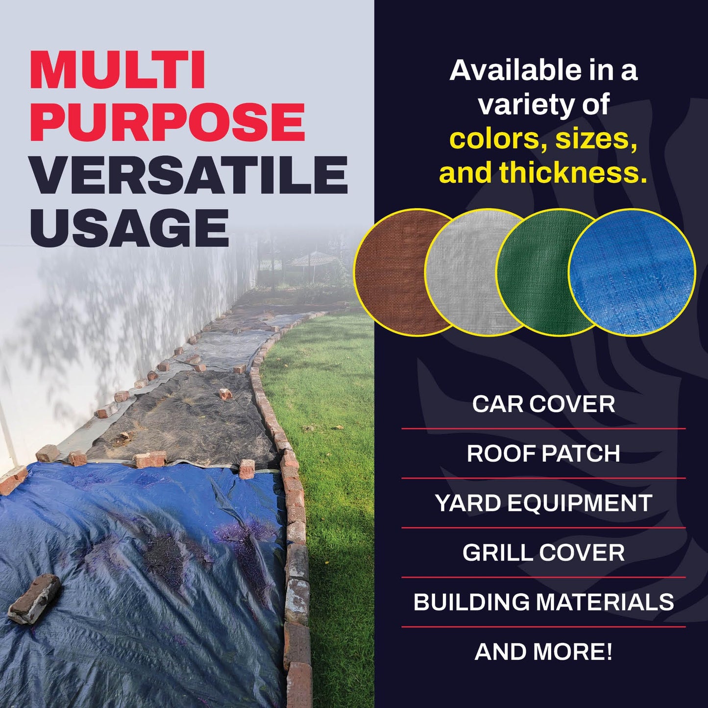 30' x 60' Blue Tarp with Grommets Reinforced - 5 Mil Thick - Durable UV Resistant Plastic Tarps Waterproof - Large Tarpaulin Cover for Outdoor Camping Over/Under Tent Tarp RV Roof Rain - Zebro