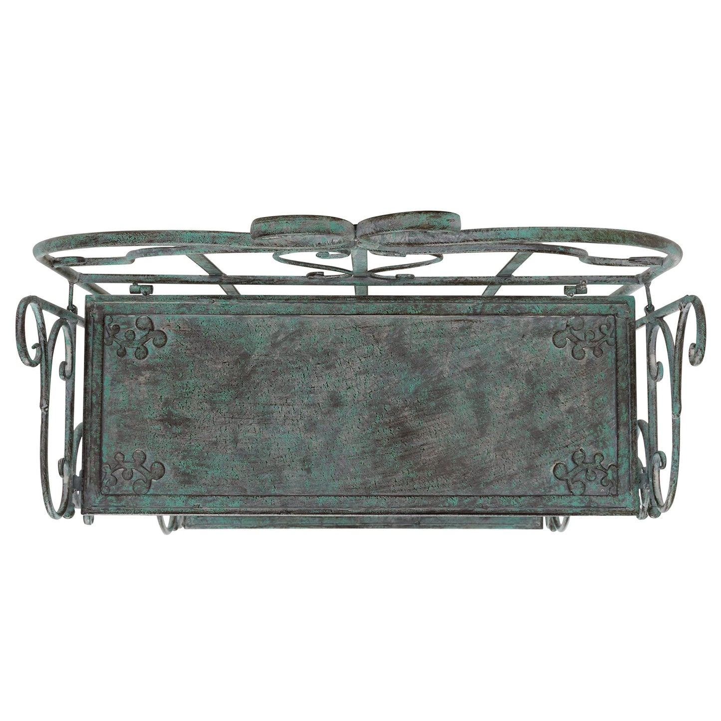SAFAVIEH Outdoor - Tyrique Antique Dark Green Victorian Wrought Iron 4-Tier Shelf Unit, Metal Plant Stand Baker’s Rack, Decorative Patio Garden Storage, 24.8" W x 12.6" D x 65.8" H (PAT5033D)