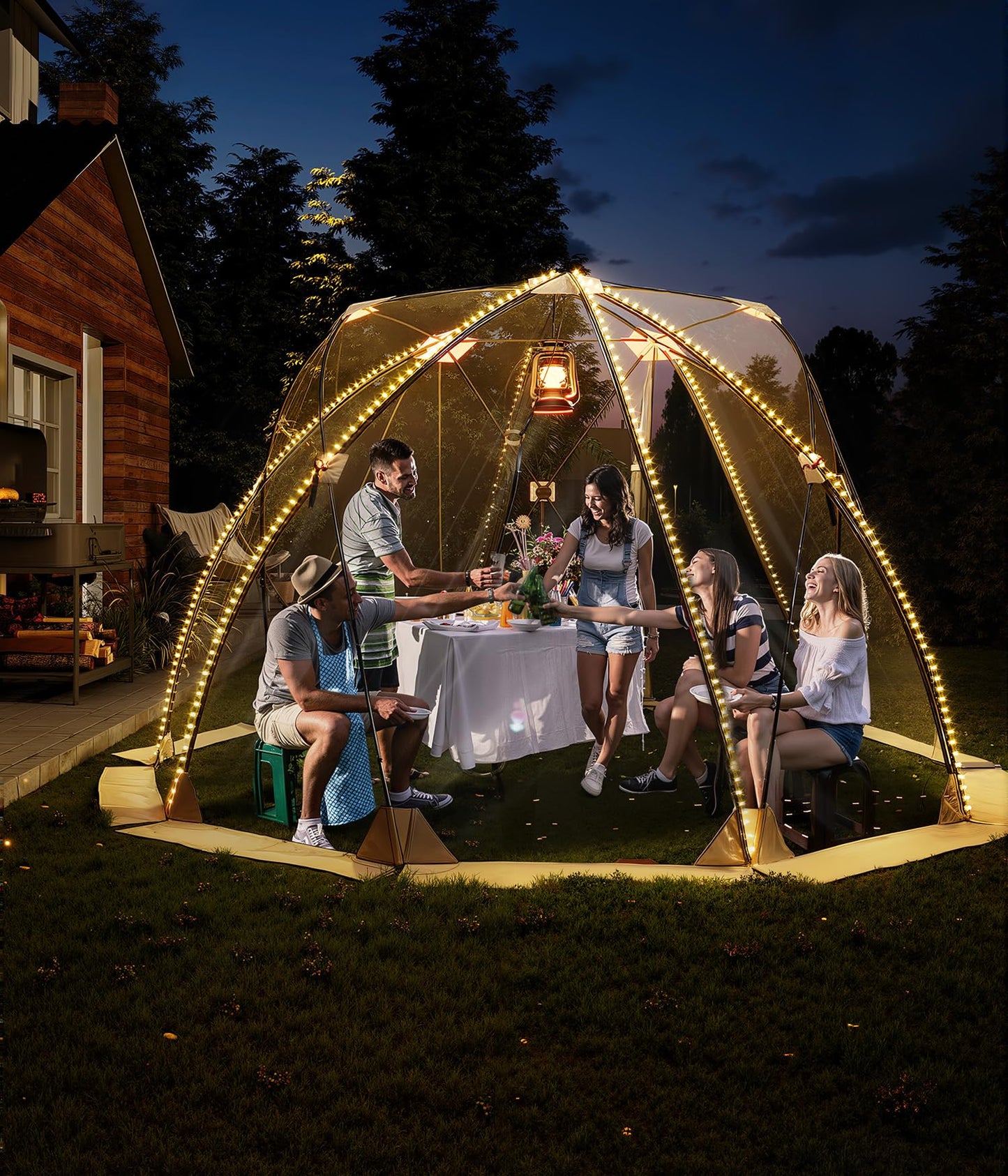 Pop Up Bubble Tent Tent, 8-10 Person Portable Screen House Room Instant Shelter, Clear Sport Rainproof Camping Sun Shelter Coldproof for Patio, Backyard, Deck, Sports Events