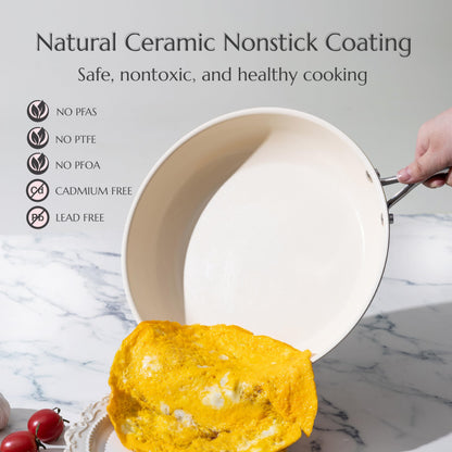 UUKRAVE Nonstick Ceramic Frying Pan Set, Ceramic Pan Skillet for Cooking, Healthy & Non-Toxic, PFAS/PTFE/PFOA-Free, Induction Compatible, Dishwasher & Oven Safe, 8"/9.5"/11"