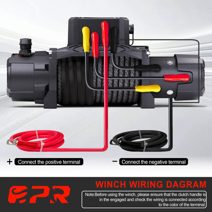OPENROAD 13500 lb Recovery Winch with Synthetic Rope and 2 Wireless Remotes - IP68 Waterproof 12V Electric Winch for Jeep, SUV, Truck & Trailer - Panther Series 3S