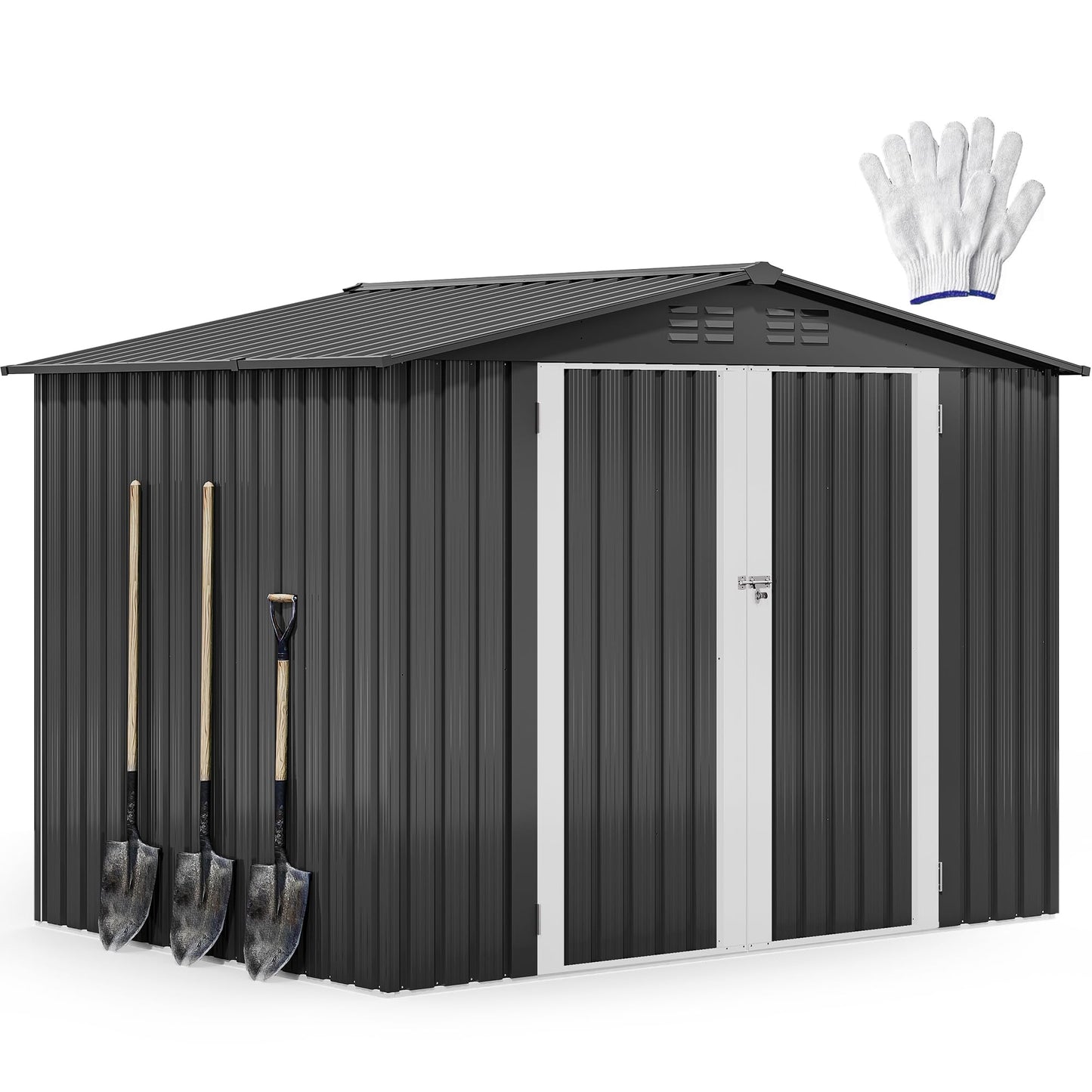 DWVO 7'x5' Large Metal Outdoor Storage Shed, Heavy Duty Tool Storage Sheds for Backyard Patio Lawn - Ideal for Bicycles, Garden Tools, and Lawn Equipment, Easy-to-Assemble, Dark Gray