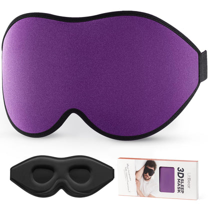 LitBear Sleep Mask for Side Sleeper Women Men, Eye Mask for Sleeping Light Blocking, 3D Contoured Cup Sleeping Mask, Soft Breathable Sleep Eye Mask with Adjustable Elastic Strap for Travel
