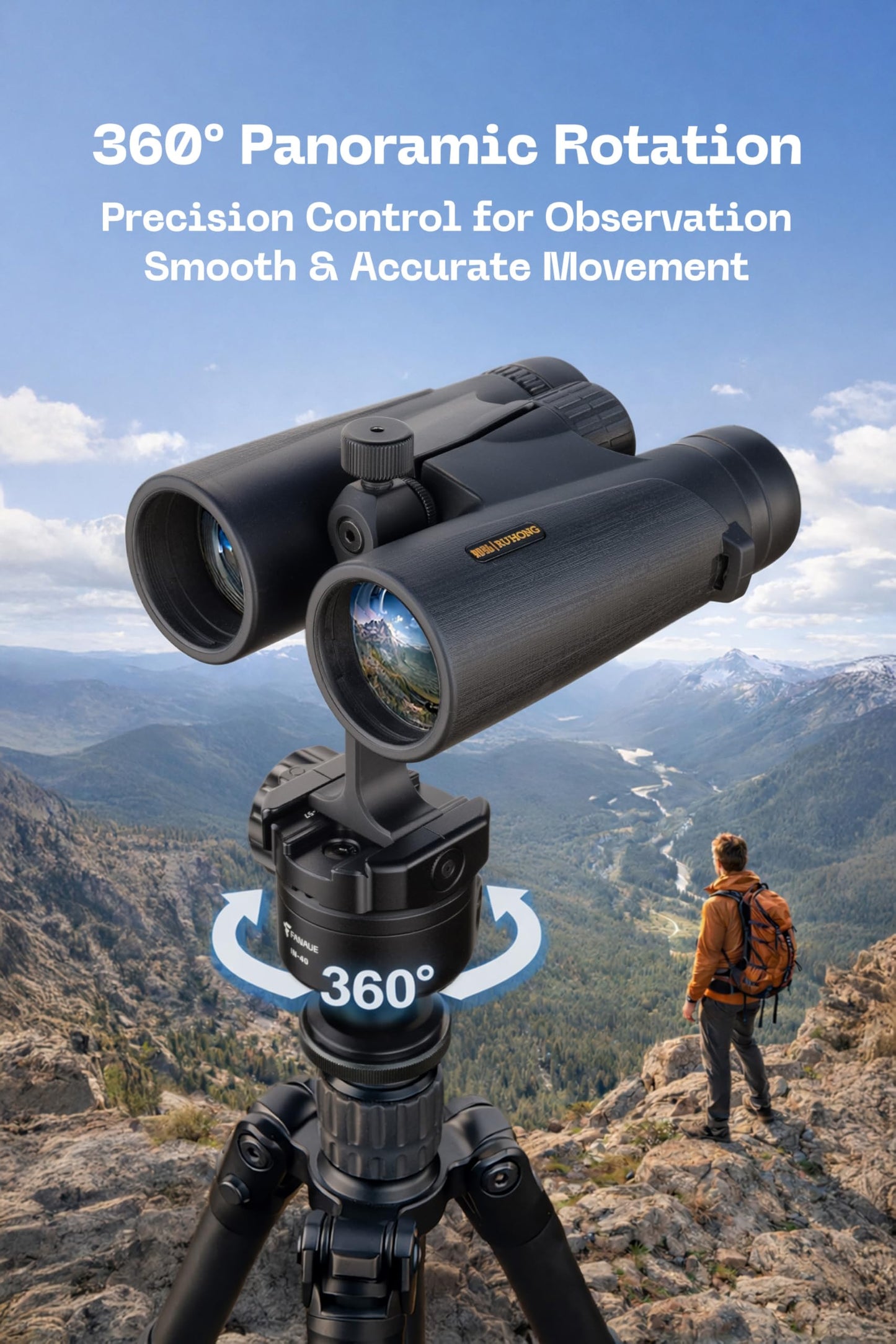 FANAUE Carbon Fiber Tripod with Fluid Ball Head, Compatible with Arca Swiss/RRS for Camera, Binoculars Telescope