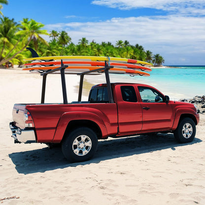 GORWARE Truck Ladder Rack, Aluminum Truck Rack 800lbs Capacity Adjustable Truck Bed Rack for Kayak, Surfboard, Tent, Ladder