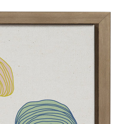Kate and Laurel x Alicia Schultz Collaboration Found Framed Linen Textured Canvas Wall Art by Alicia Schultz, 18x24 Gold, Colorful Beachy Shell Art for Wall