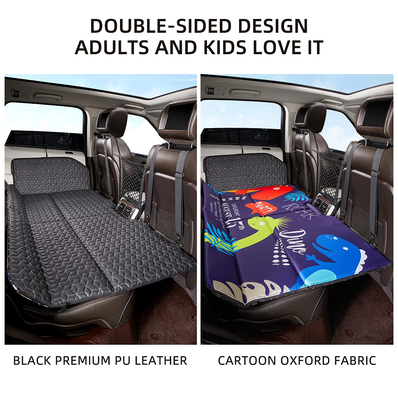 ABE Non-Inflatable Car Mattress,Double-Sided Folding Car Bed Mattress SUV,Portable SUV Mattress,Camping Mattress Back Seat,Back Seat Extender for Dogs(Dinosaur World)