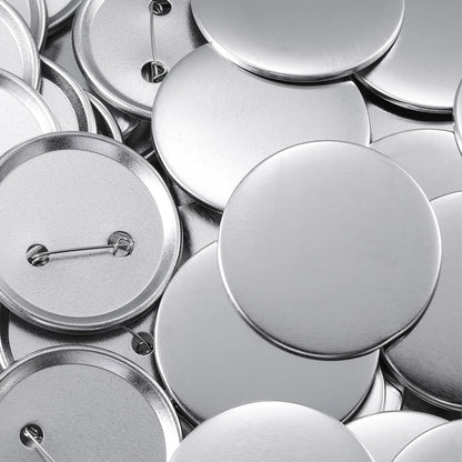 300 Pieces Blank Button Making Supplies Round Badge Parts Metal Pin Badge Kit for Button Maker Machine, Including Metal Shells Back Cover and Clear Film(1.46 Inch,Silver)