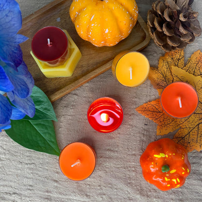 Fall Scented Tealight Candles 16 Pack, Natural Soy & Bee Wax Blend, Autumn Colors: Orange & Yellow Shades, 3.5 Hour Burn Time, Strong Fragrance for Home, 16 Pcs by Kissingfish