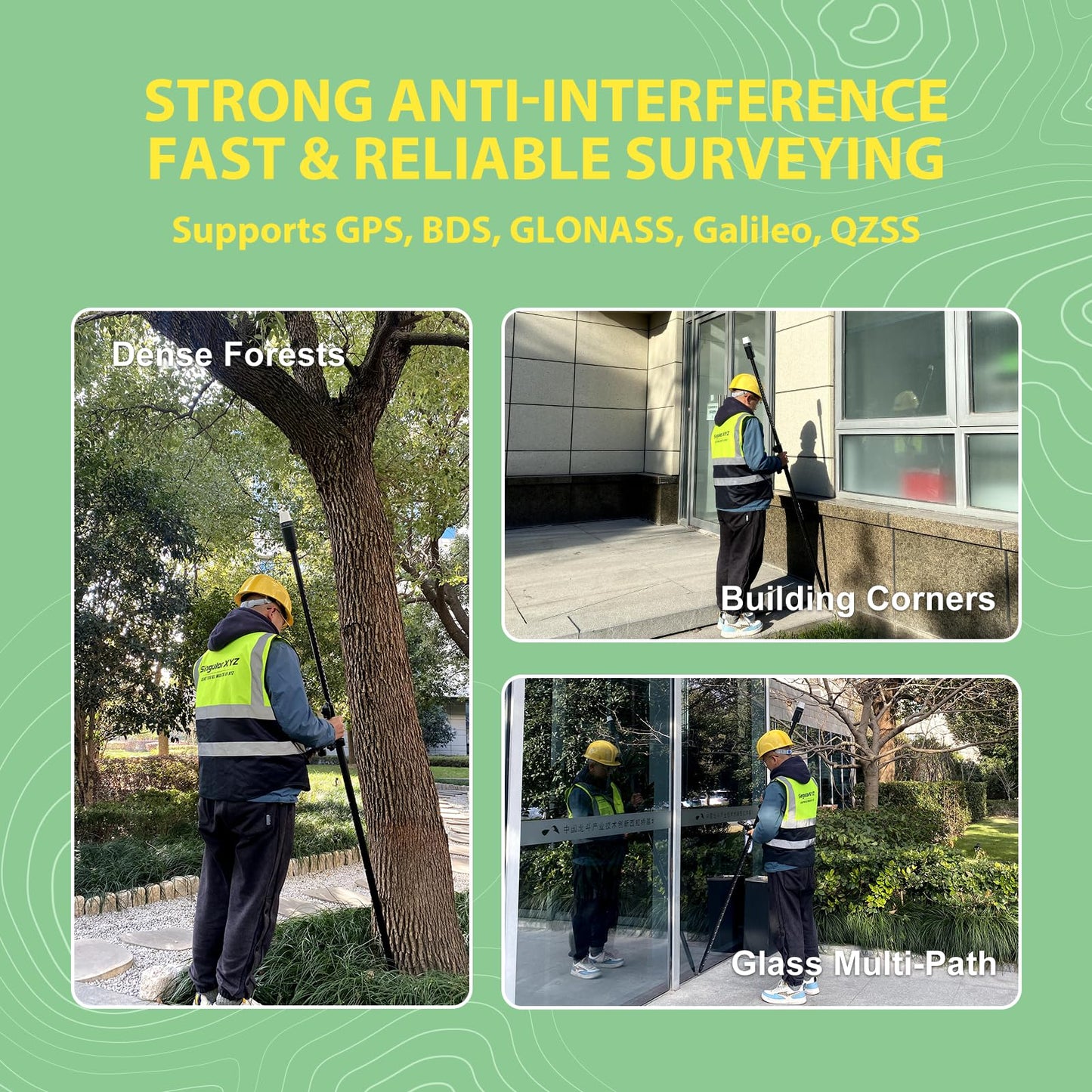 SingularXYZ RTK GNSS Survey Equipment 60° Tilt Built-in IMU,Equipped with Rover Handheld GPS and Software Ideal for Land Surveying,GIS,Mine Surveying,Topographic