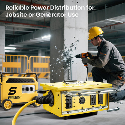 YARWELL Heavy-Duty 50 Amp Power Distribution Box – 125/250V, SS2-50P Inlet, IP67 Waterproof, (8) 20A GFCI 5-20R Receptacles & (2) 30A Locking Outlets for Jobsite, Generator, RV, Outdoor Use