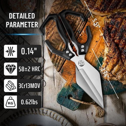 Dream Reach Kitchen Shears - Heavy Duty Poultry Scissors with Ergonomic Handle | Japanese High-Carbon Steel for Meat & Seafood Cutting