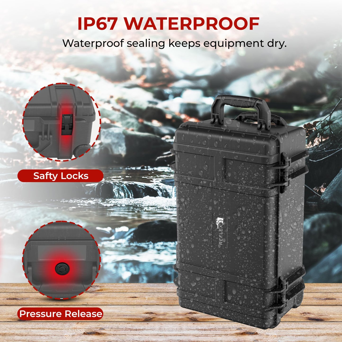 Reflex Camera Large Protective Hard Camera Case suitable for Drones, Lens, DSLR & Guns. Smooth Rolling Wheels, Waterproof IP67, Shockproof (Rolling Hard Case with Foam)