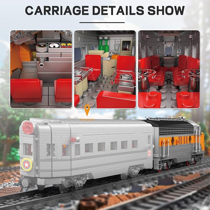Mould King 12018 Train Building Blocks Sets Remote/App Control EMD F7 Internal Combustion Locomotive Kits Scale Model with Tracks for Adults Teen(1541 PCS)