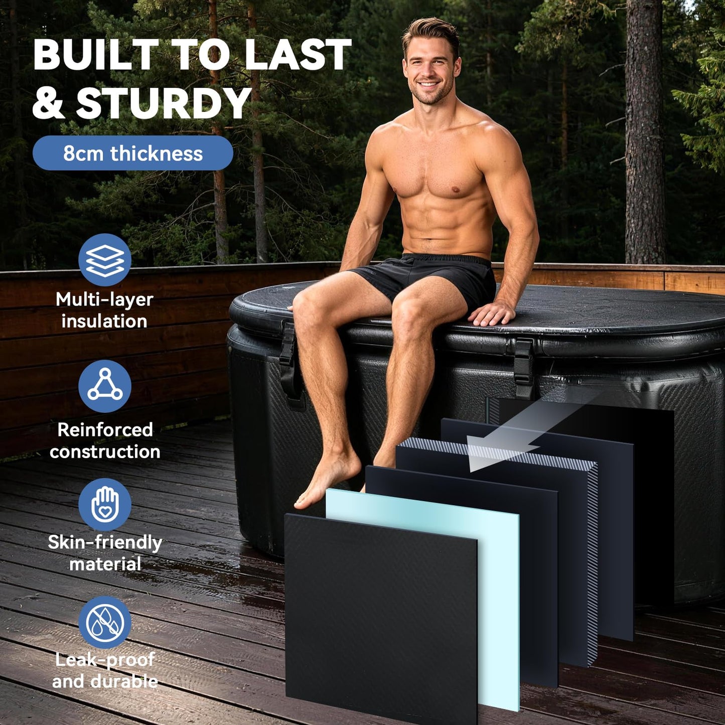 Water Chiller 1/3HP & 206Gal Ice Bath Tub for Recovery Cold Water Therapy Outdoor Indoor Use