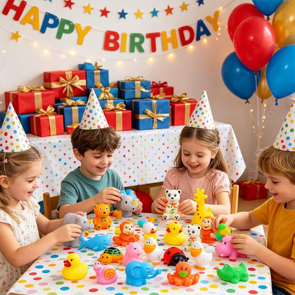 24 Pack Animal Squeeze Squeak Toys, Funny Rubber Ducks Bulk Set, Bath Toys Party Favors Classroom Prizes Stress Relief Sensory Toys for Toddlers Kids