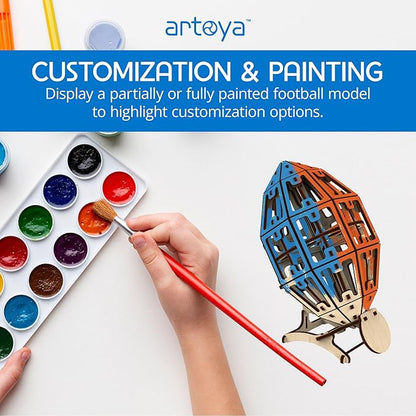 Artoya American Football Ball – 3D Puzzles for Adults 3D Wooden Puzzles for Adults Puzzle Football Model Kit Arts and Crafts Hobbies for Women Model Building Kits DIY Wooden Kit (Plain)