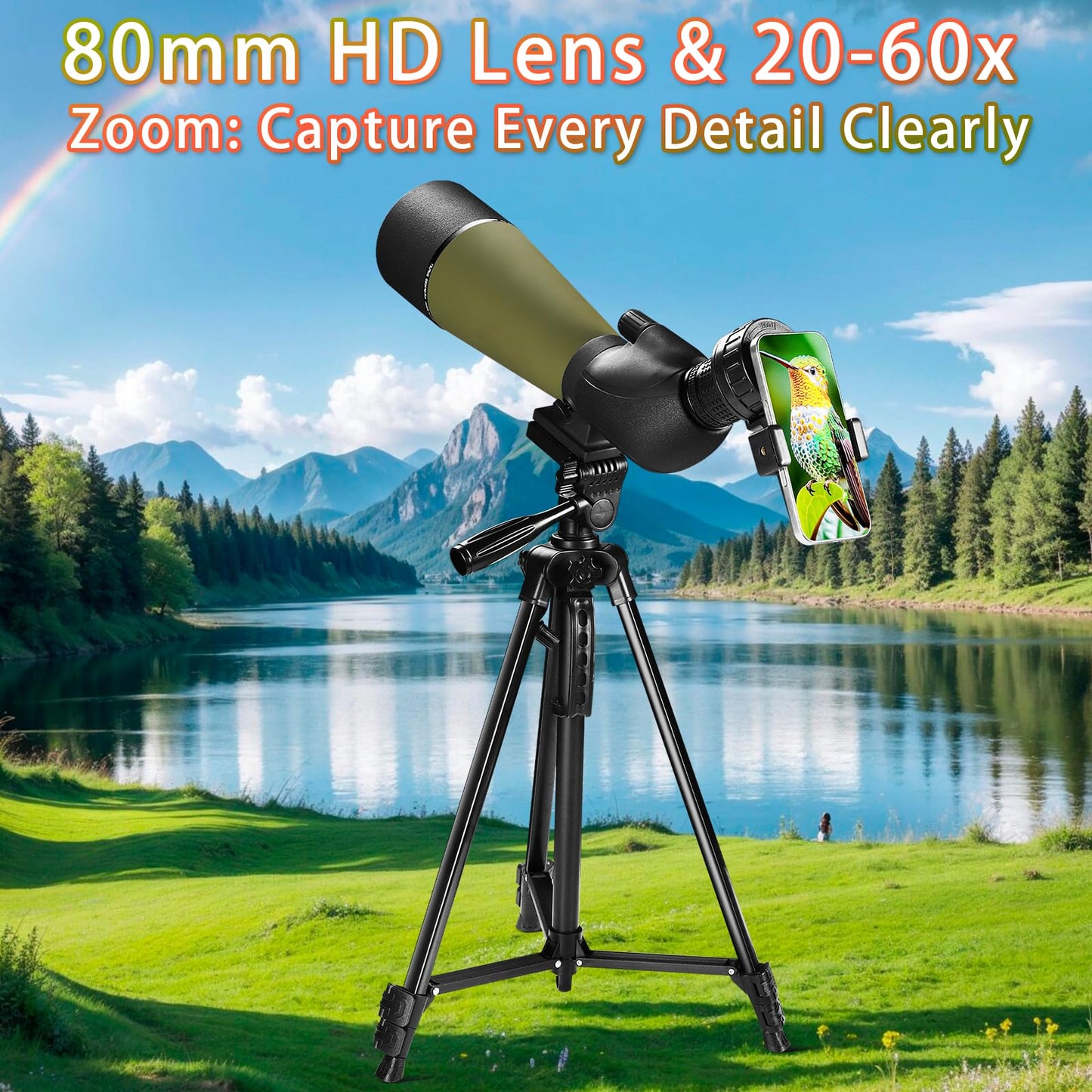 SVylthorix 80mm Spotting Scope with Standard Tripod, Waterproof Fog-Proof Spotter Scope + Phone Adapter & Carrying Bag - BAK4 Prism for Bird Watching, Wildlife Observation, Outdoor Hiking, Stargazing