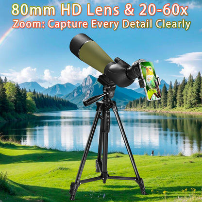 SVylthorix 80mm Spotting Scope with Standard Tripod, Waterproof Fog-Proof Spotter Scope + Phone Adapter & Carrying Bag - BAK4 Prism for Bird Watching, Wildlife Observation, Outdoor Hiking, Stargazing
