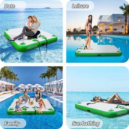 vapaus Inflatable Floating Dock with Electric Air Pump Bundle – Versatile Water Platform with Quick Inflation for Outdoor Fun