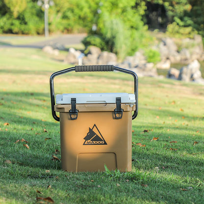 MADOG 18qt Portable Small Cooler, Lightweight Handle Hard Cooler, Leak-Proof LLDP Beach Cooler Keeps 7 Days Ice Retention, for Fishing, Camping, Boating and Traveling, White & Khaki