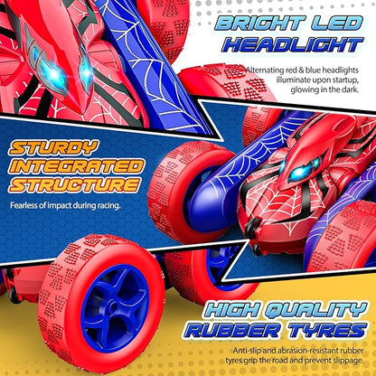 Remote Control CarDouble Sided 360° Rotating 4WD RC Cars Toys for 3-12 Year Old Boys 2.4GHz Electric Rechargeable Race Stunt Birthday Halloween Christmas Easter Toys for Boys 4-6 3-4