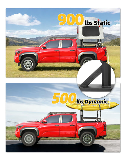 TRUMGETA Truck Bed Rack Fit for Toyota Tacoma & Jeep Gladiator with Bed Rails 900 LBS Load Adjustable Height 19"-25" Aluminum Ladder Rack with Side Bars