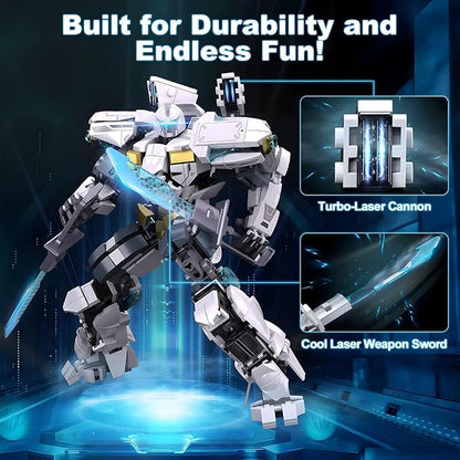 Mech Robot Building Sets Easter 561 PCS Transforming Mecha Robot Model Kit Creative Building Display Gift Christmas Birthday Ages 14+