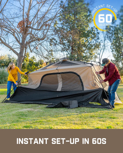 FanttikOutdoor Zeta C8 Pro Camping Tent 8 Person Instant Cabin Tent Setup in 60 Seconds with Rainfly & Windproof Portable with Carry Bag for Family Camping & Hiking, Khaki