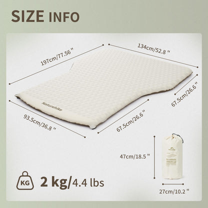 Naturehike 2.56’’ Thickened TPU Car Mattress for SUV Camping, Self Inflating Sleeping Pad Memory Foam Car Air Mattress Queen for Outdoors, Travel, Home