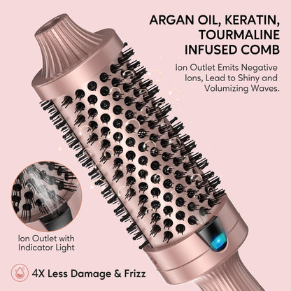 Terviiix Thermal Brush Get Voluminous Style, Quick Heating Hot Brush, Ceramic Tourmaline Ionic Heated Curling Iron, Digital Display 9 Temperatures Curling Wand, Dual Voltage, 1.5 Inch