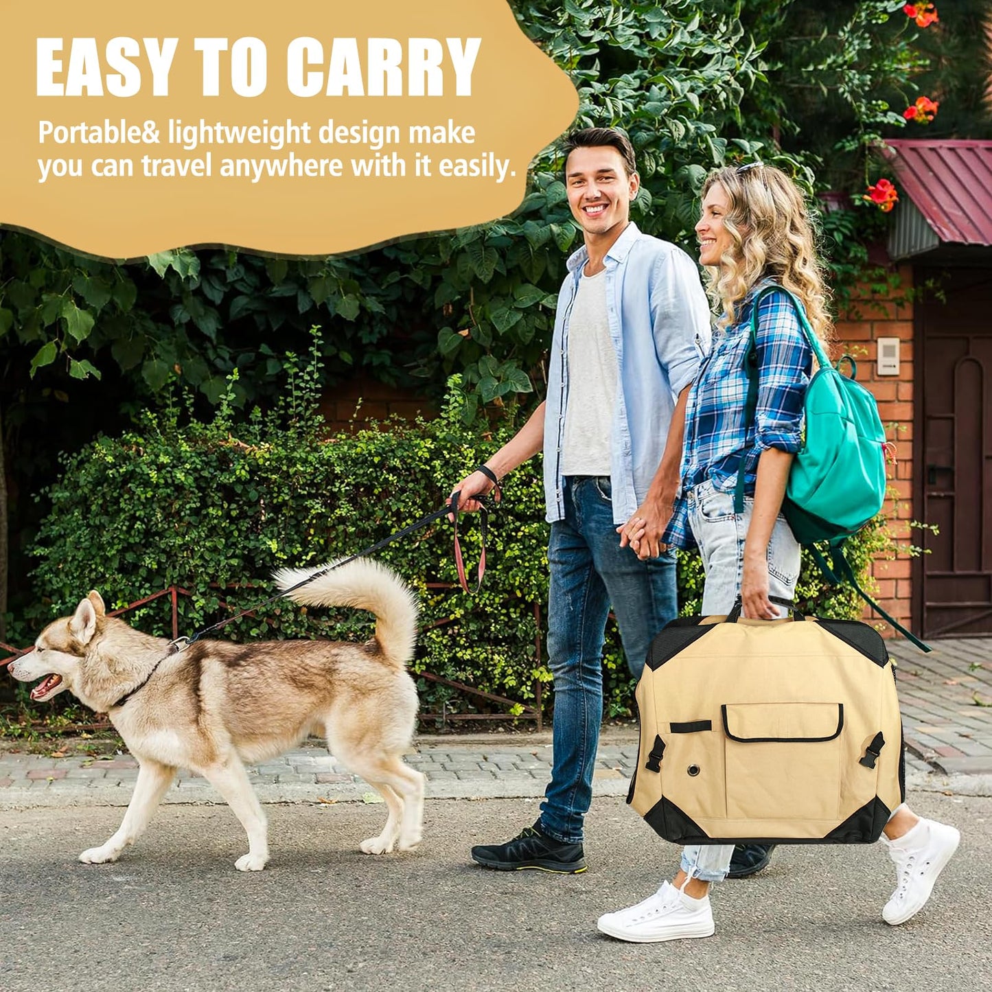 AlfaTok Collapsible & Foldable Dog Crate - Portable & Soft for Large Dogs, 36 x 25 x 25 Inch