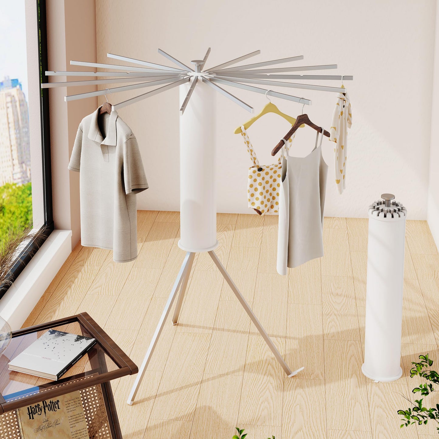 BOQORAD Tripod Clothes Drying Rack,Drying Rack Clothing Foldable,(16 Aluminium Poles),Standing Dry Racks,Laundry Drying Rack,Clothes Hanger Rack,Laundry Rack Folding,Collapsible,Retractable