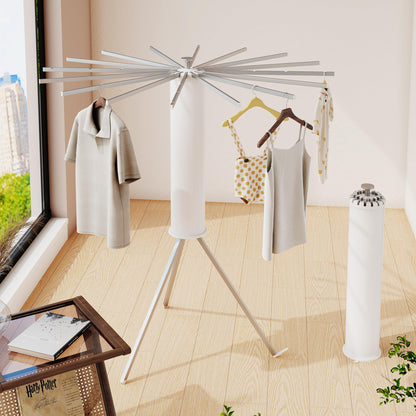 BOQORAD Tripod Clothes Drying Rack,Drying Rack Clothing Foldable,(16 Aluminium Poles),Standing Dry Racks,Laundry Drying Rack,Clothes Hanger Rack,Laundry Rack Folding,Collapsible,Retractable