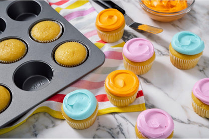 Wilton Silver Non-Stick 12-Cup Muffin Pan - Durable Steel Bakeware for Cupcakes & Muffins
