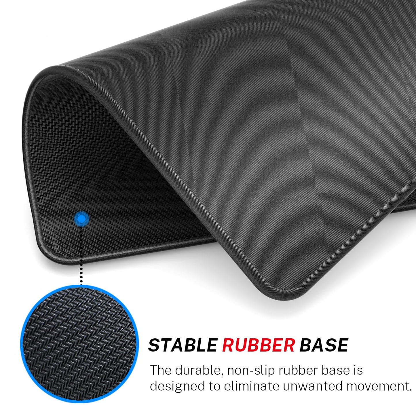 MROCO Mouse Pad [30% Larger] with Stitched Edges, 3 Pack Premium-Textured & Waterproof Mousepad Bulk with Non-Slip Rubber Base for Computers, Laptop, PC, Office & Home, 8.5 x 11 x 0.12 in, Black