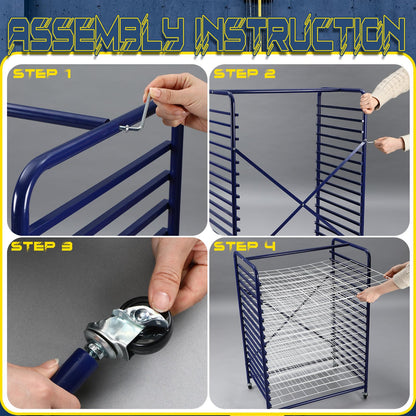 Sintuff Mobile Art Drying Rack Metal Book Magazine Rack Mobile for Home Metal Painting Drying Shelf for Classroom School Studio Space Saving Keep Artwork Protected While Dry 36.5 x 26.5 x 17.5 Inches