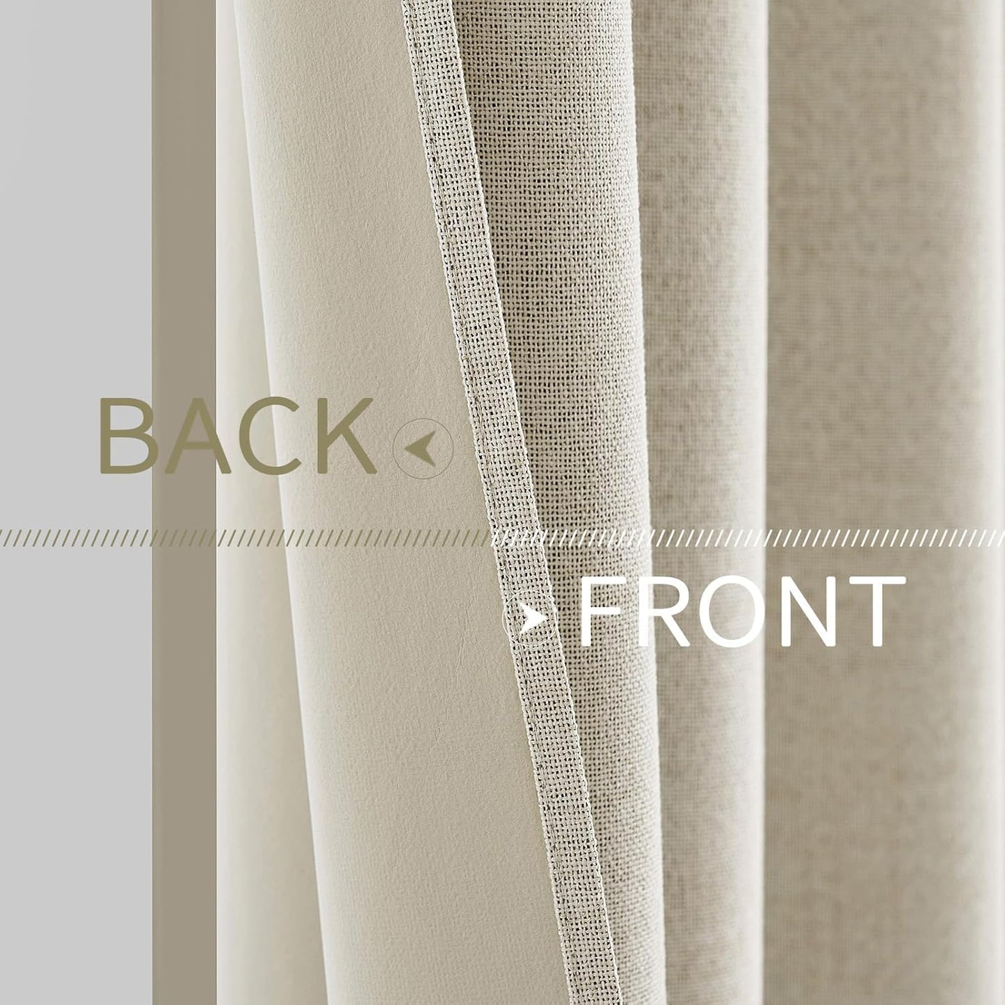 MIULEE 100% Blackout Linen Textured Curtains - Solid Thermal Insulated Cream Grommet Drapes | 52 x 96 Inch (2 Panels)