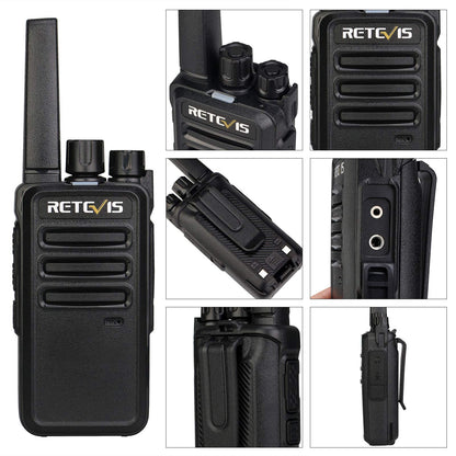 Retevis RT68 Walkie Talkies with Earpiece, Portable FRS Two-Way Radios Rechargeable, with 6 Way Multi Unit Charger, Hands Free, Long Range, Rugged 2 Way Radios 6 Pack for Adults School Church