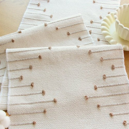 FEXIA Boho Table Runner with Tassels 72 Inches Long for Home Decor Room Decor Farmhouse Rustic Macrame Table Runners for Dining Bedroom Bridal Shower(12x72 Inches)