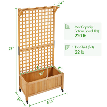 Yaheetech 72" H Garden Planter with Trellis for Vine Climbing Horticultural Plants, Yard Box Outdoor w/Drainage Holes, Garden Planter Bed for Flowers Herbs, Light Brown