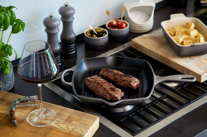 Le Creuset Enameled Cast Iron Signature Square Skillet Grill, 10.25", White